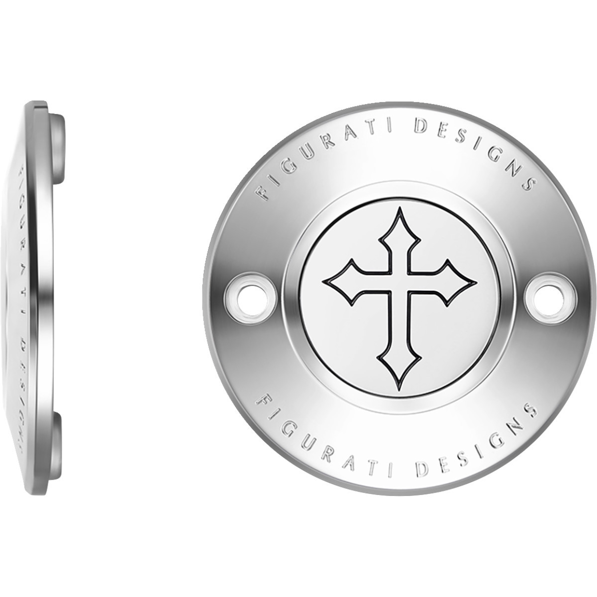 Figurati Designs #FD41-TC-2H-SS - Timing Cover - 2 Hole - Cross - Stainless Steel