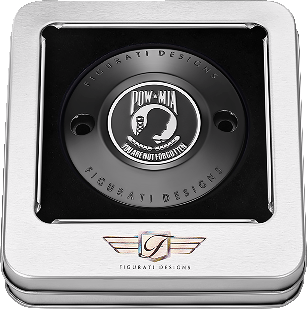 Figurati Designs Timing Cover - 2 Hole - POW MIA - Black (#FD50-TC-2H-BLK)