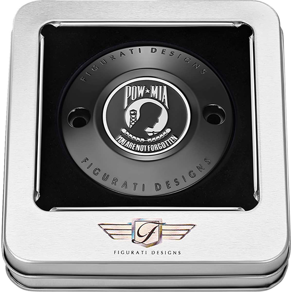Figurati Designs #FD50-TC-2H-BLK - Timing Cover - 2 Hole - POW MIA - Black