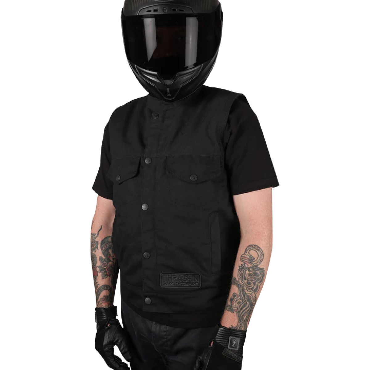 Thrashin Supply CO. #TMJ-12-10 - Nightrider v2 Riding Vest - Black - Large