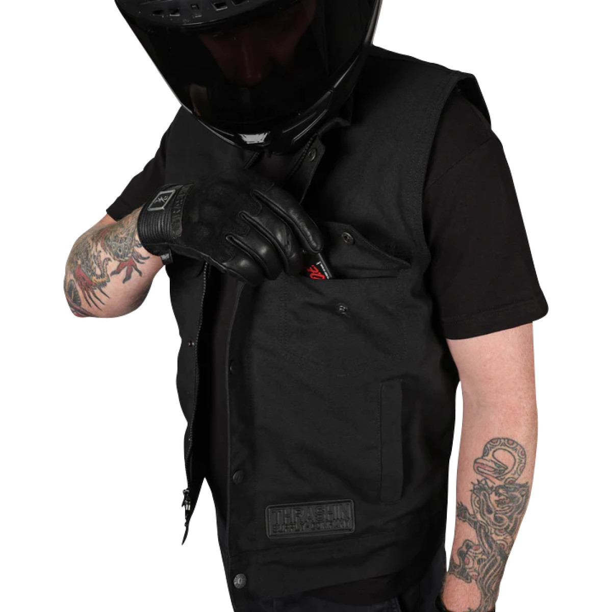 Thrashin Supply CO. #TMJ-12-10 - Nightrider v2 Riding Vest - Black - Large