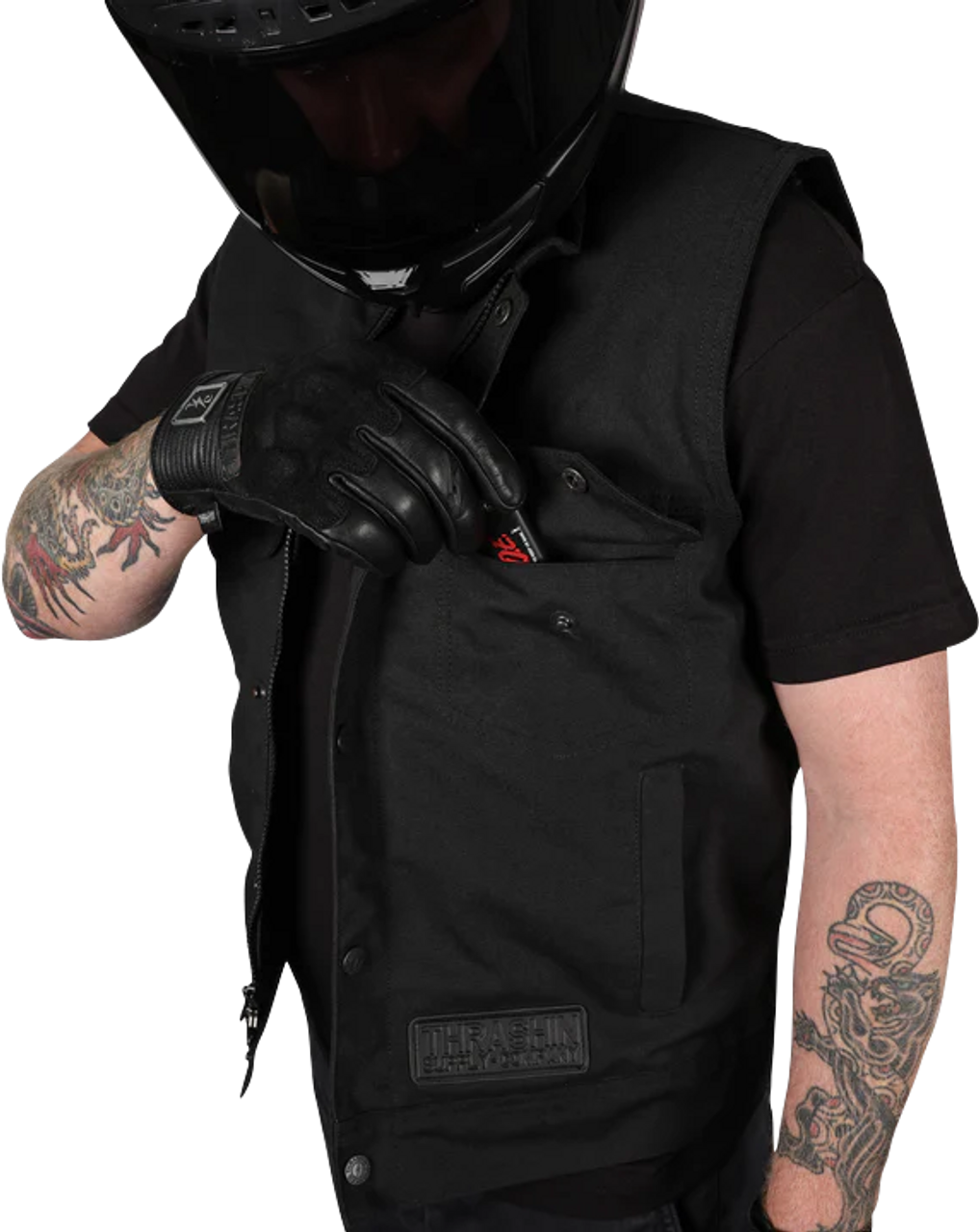 Thrashin #TMJ-12-11 - Nightrider v2 Riding Vest - Black - XL
