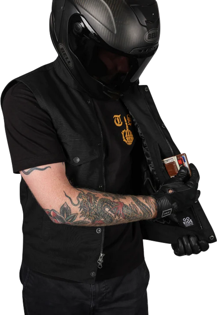 Thrashin #TMJ-12-12 - Nightrider v2 Riding Vest - Black - 2XL