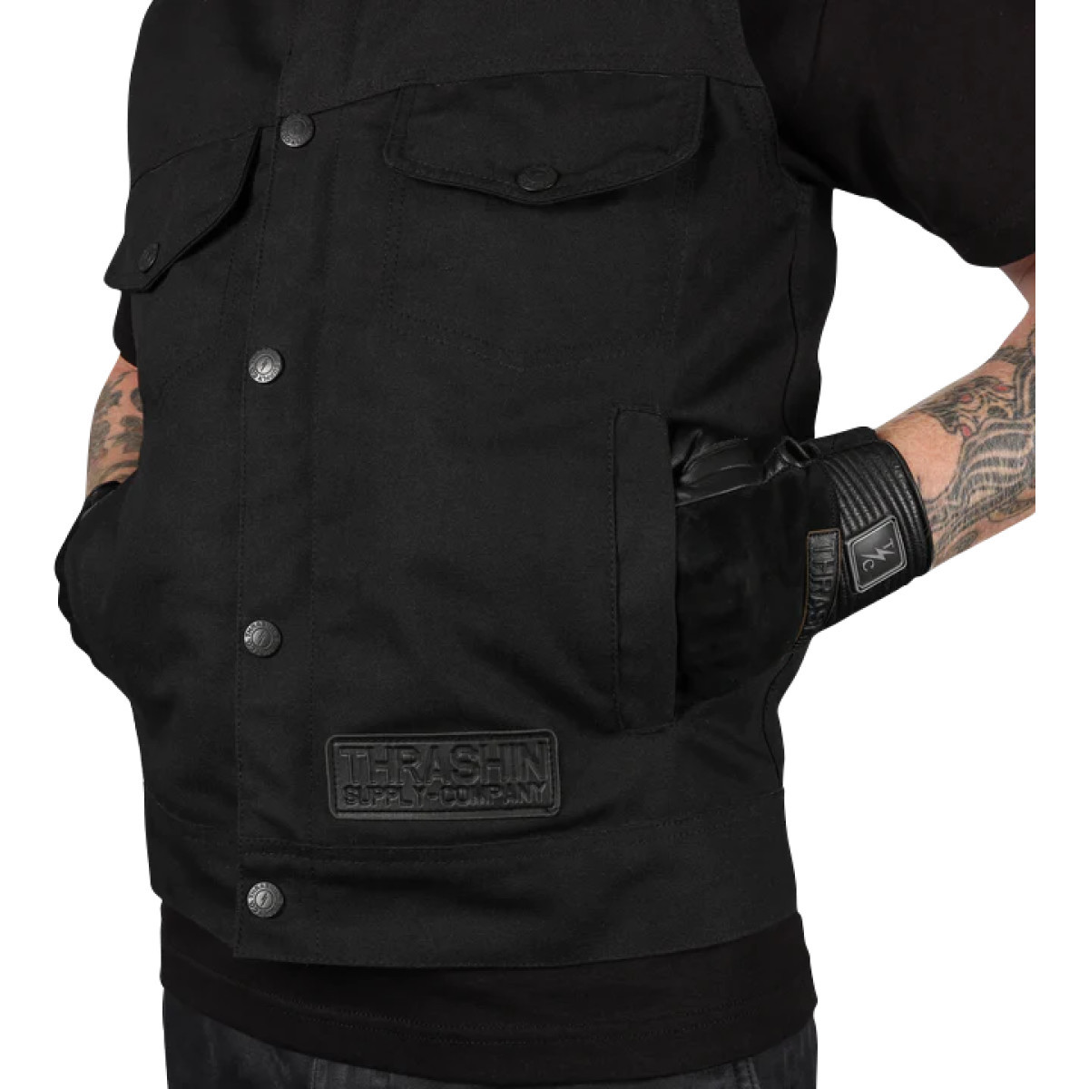 Thrashin Supply CO. #TMJ-12-12 - Nightrider v2 Riding Vest - Black - 2XL