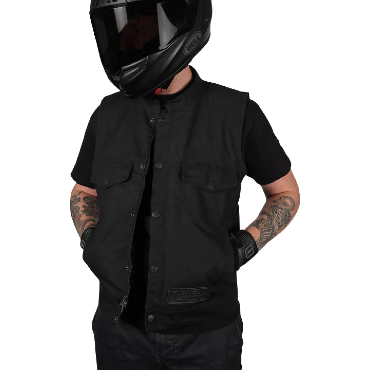 Thrashin Supply CO. #TMJ-12-12 - Nightrider v2 Riding Vest - Black - 2XL