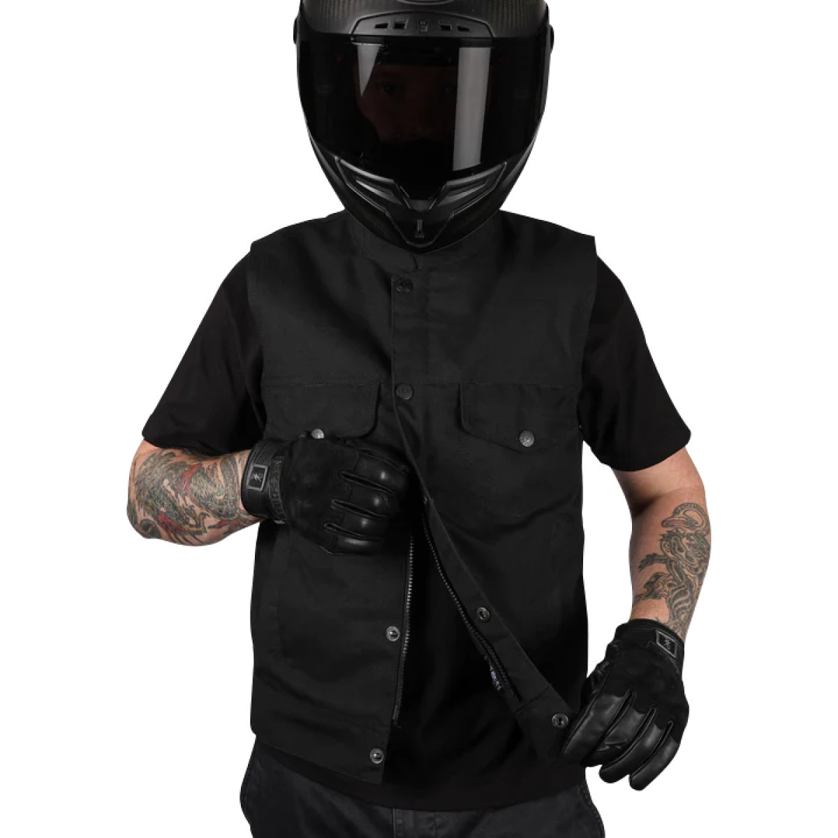 Thrashin Supply CO. #TMJ-12-12 - Nightrider v2 Riding Vest - Black - 2XL
