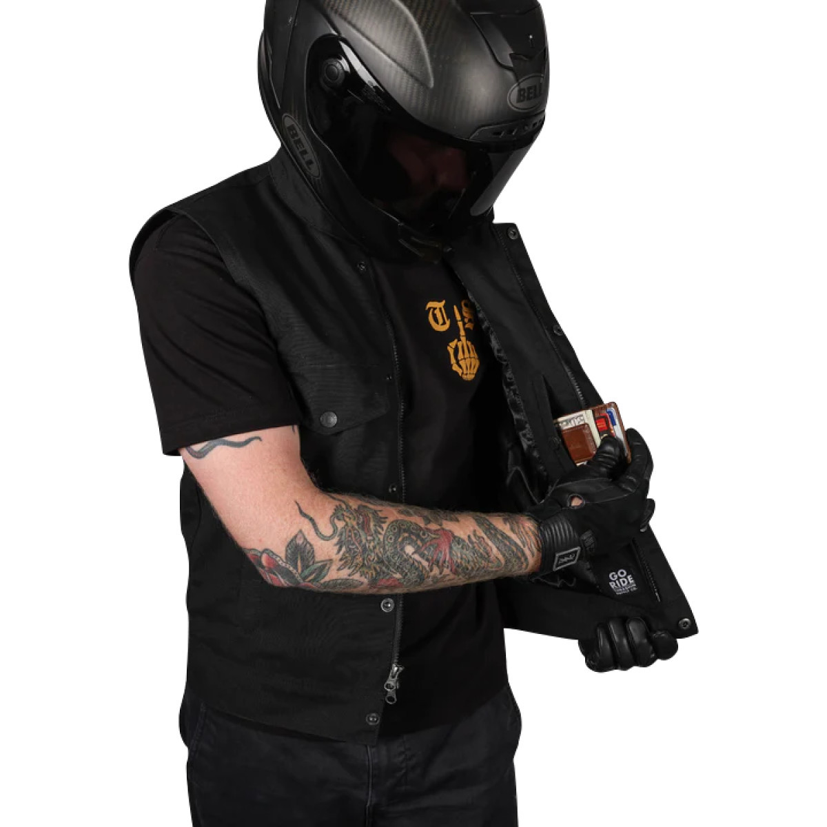 Thrashin Supply CO. #TMJ-12-12 - Nightrider v2 Riding Vest - Black - 2XL