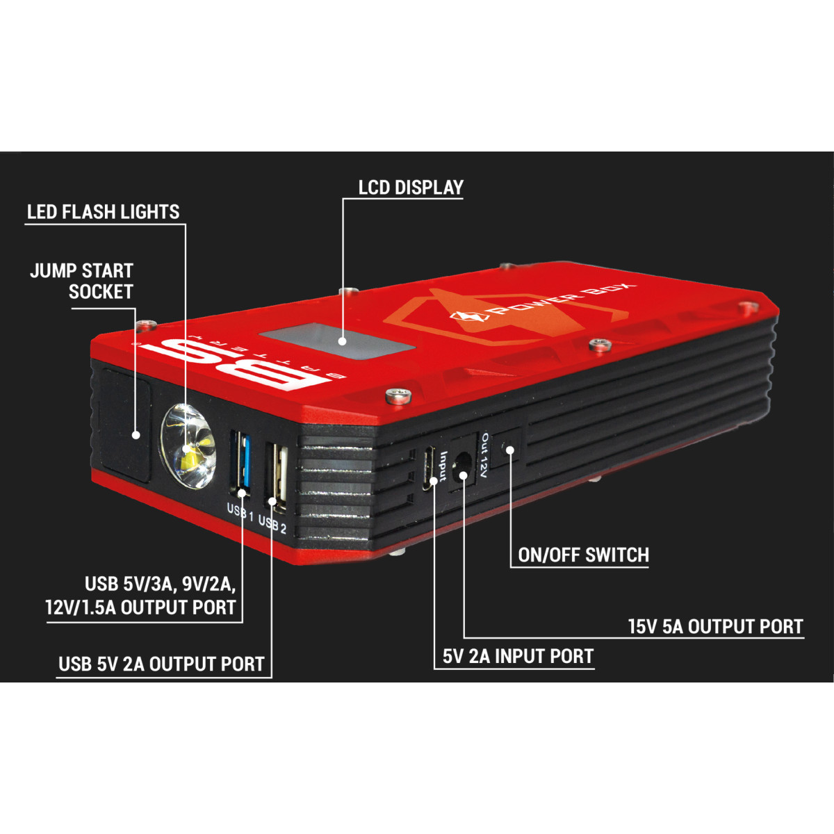 BS Battery #700556 - PB-02 Booster Power Box - Jump Starter