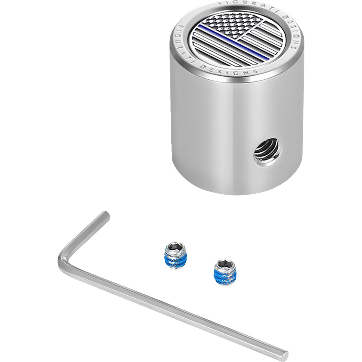 Figurati Designs #FD70-HTSC-SS - Heel-Toe Shifter Cover - Blue Line American Flag - Stainless Steel