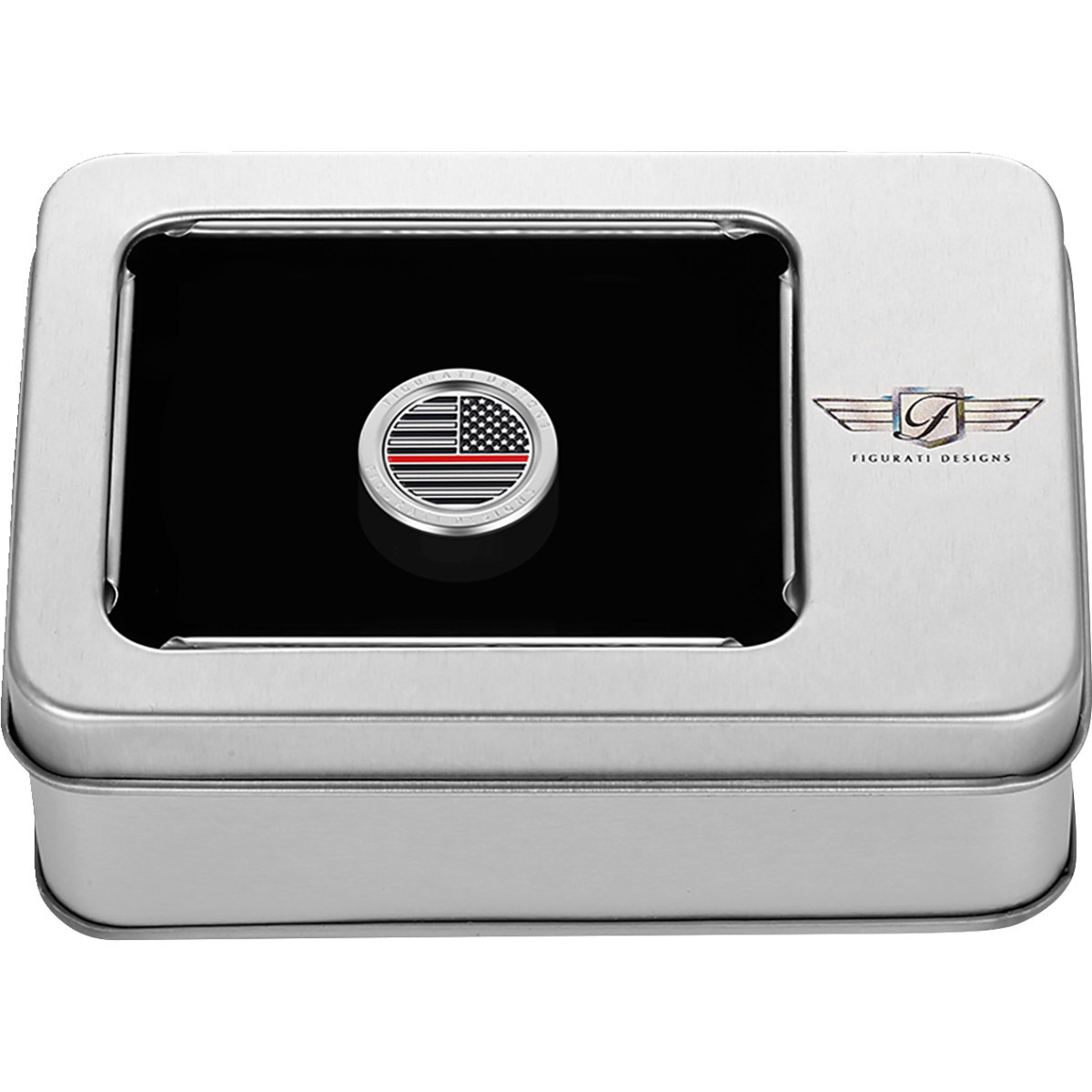 Figurati Designs #FD73-HTSC-SS - Heel-Toe Shifter Cover - Red Line American Flag - Stainless Steel