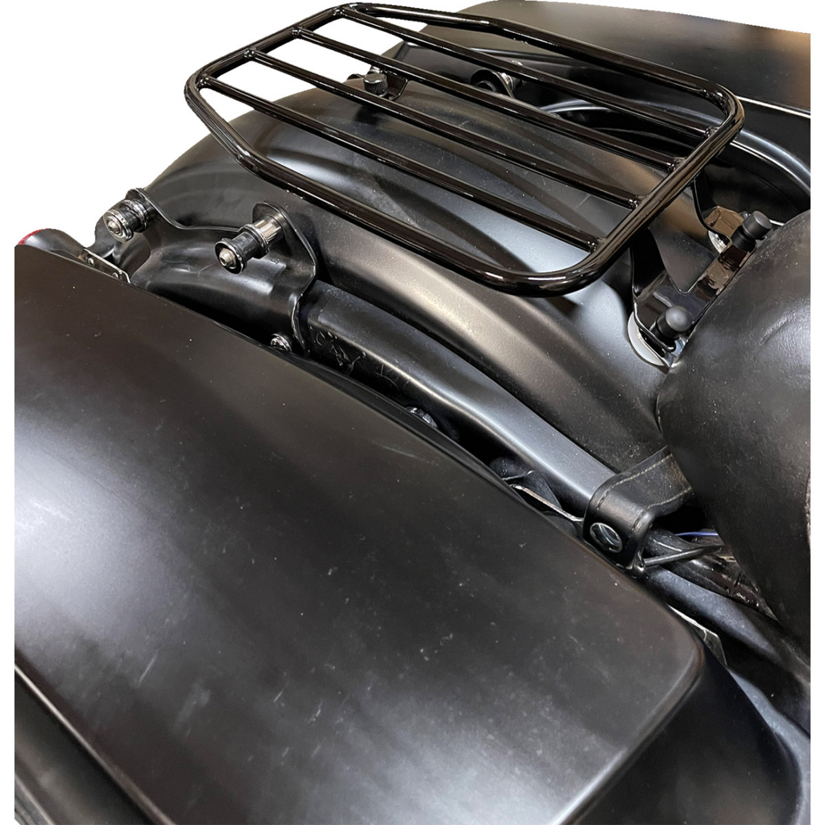 Motherwell #MWL-462-GB - Solo Luggage Rack - Gloss Black - Harley-Davidson® - Touring