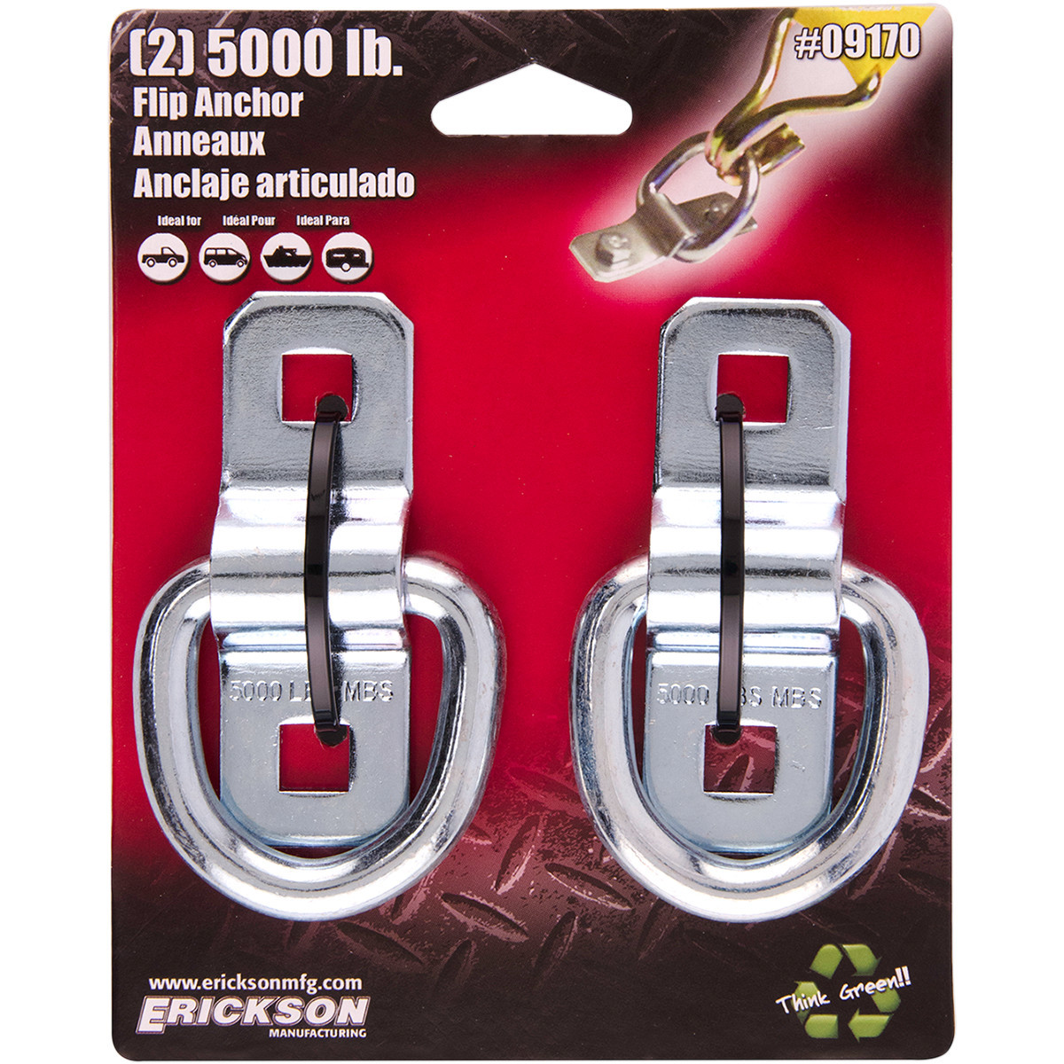 Erickson #09170 - Flip-Style Anchor Rings - 5000 lb-Rated