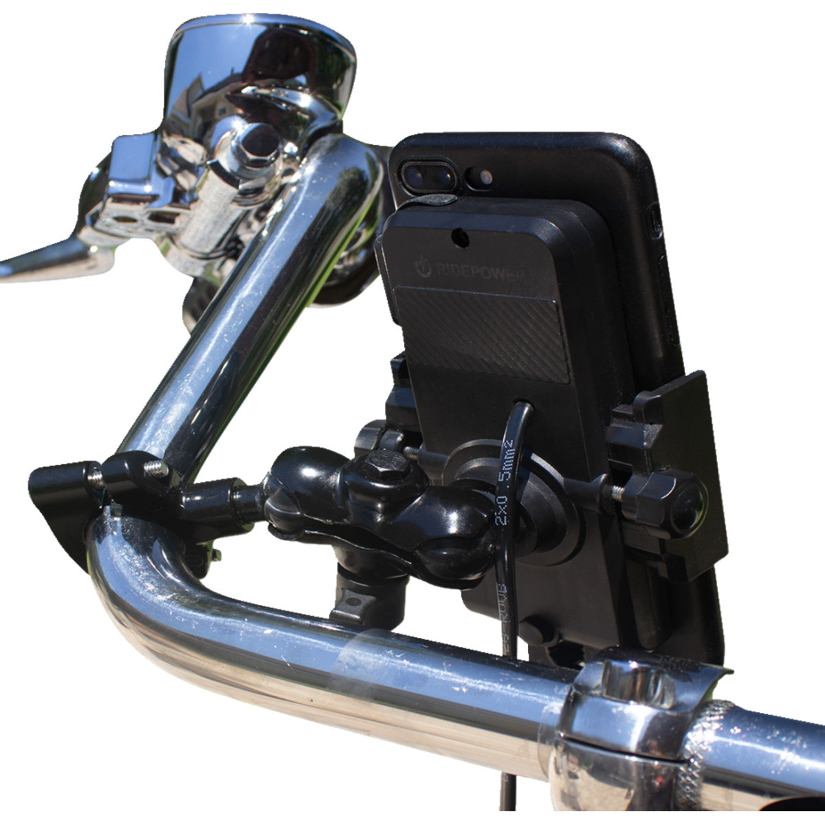 Ridepower #RPPMMTLBKBW12 - Phone Holder Ball Mount - Wireless Charging