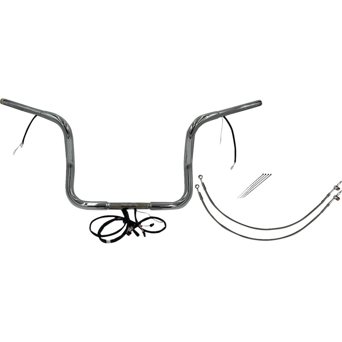 FAT Baggers INC. #901512 - EZ Install Wired 1-1/4" Round Top Handlebar Kit - 12" - Chrome