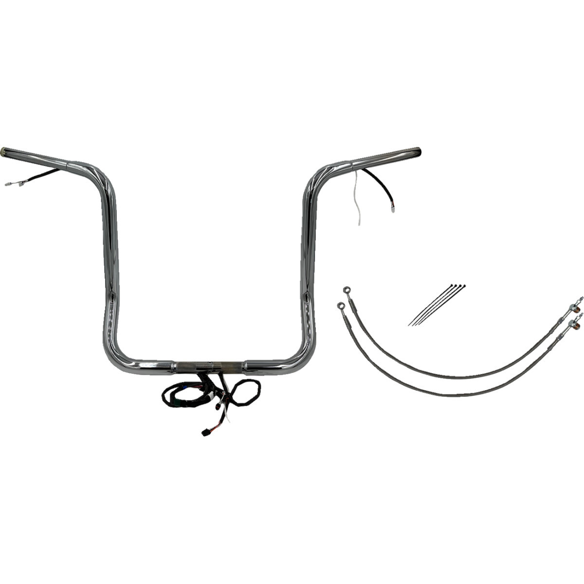 FAT Baggers INC. #901516 - EZ Install Wired 1-1/4" Round Top Handlebar Kit - 16" - Chrome