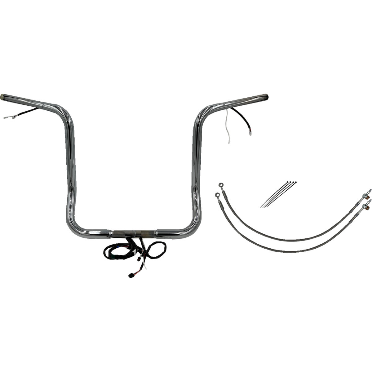 FAT Baggers INC. #902516 - EZ Install Wired 1-1/4" Round Top Handlebar Kit - 16" - Chrome