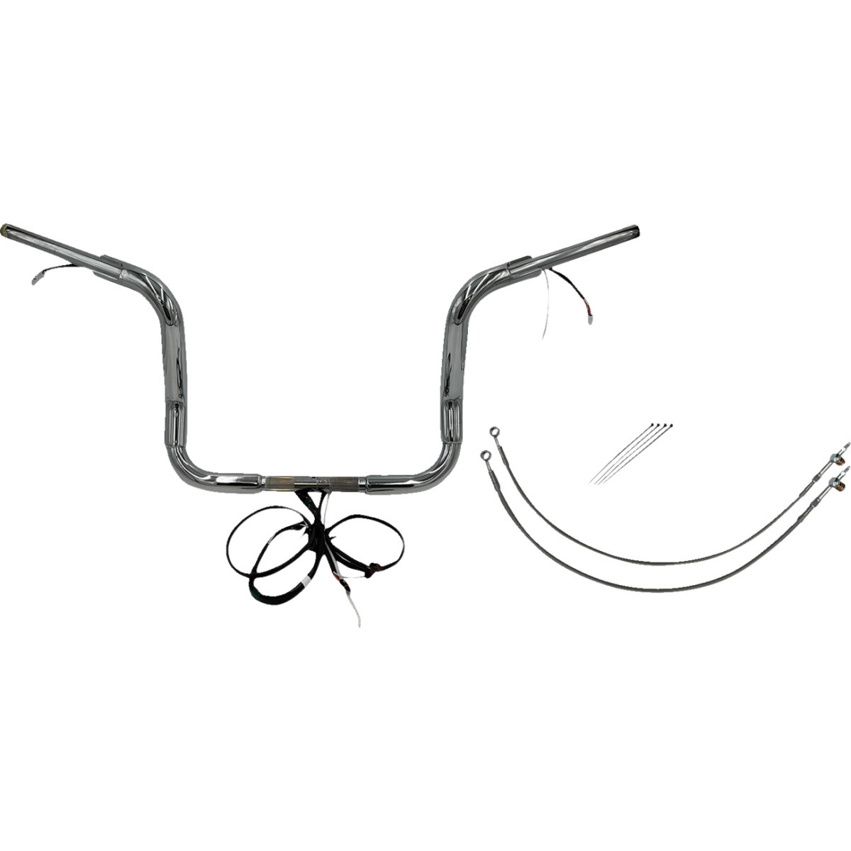 FAT Baggers INC. #802512 - EZ Install Wired 1-1/2" Round Top Handlebar Kit - 12" - Chrome
