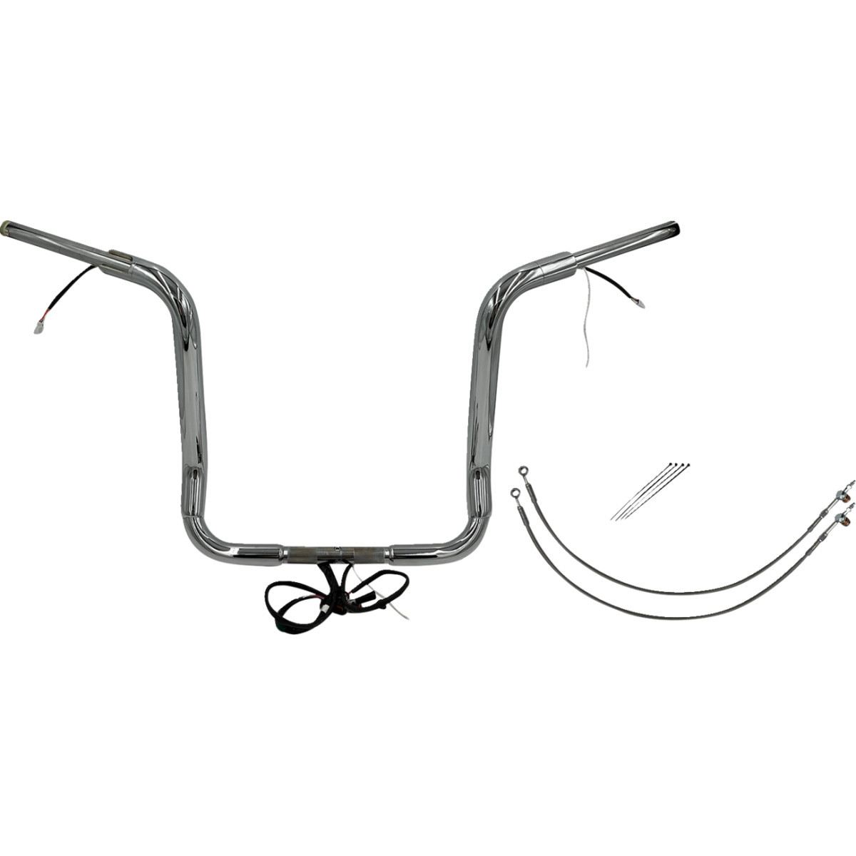 FAT Baggers INC. #802516 - EZ Install Wired 1-1/2" Round Top Handlebar Kit - 16" - Chrome