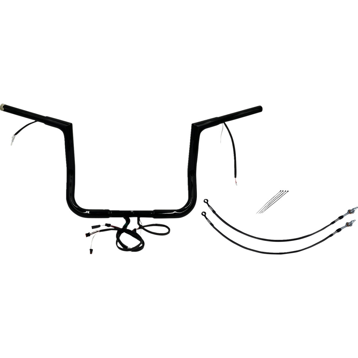 FAT Baggers INC. #701212-B - EZ Install Wired 1-1/4" Flat Top Handlebar Kit - 12" - Black