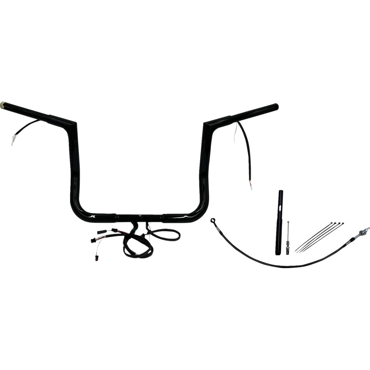 FAT Baggers INC. #712012-B - EZ Install Wired 1-1/4" Flat Top Handlebar Kit - 12" - Black