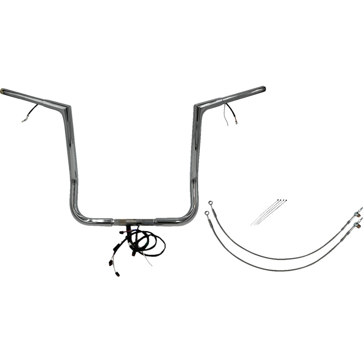 FAT Baggers INC. #701216 - EZ Install Wired 1-1/4" Flat Top Handlebar Kit - 16" - Chrome