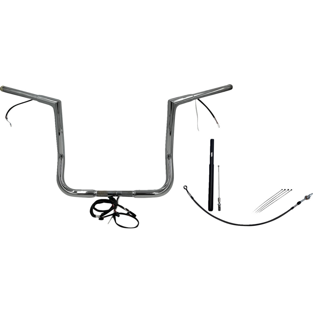 FAT Baggers INC. #712014 - EZ Install Wired 1-1/4" Flat Top Handlebar Kit - 14" - Chrome