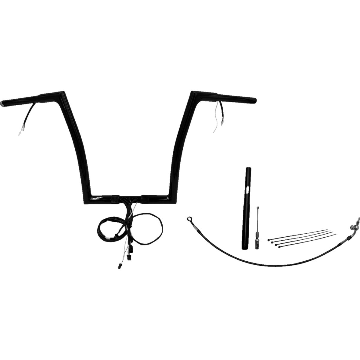 FAT Baggers INC. #712914-B - EZ Install Wired 1-1/4" Flat Top Handlebar Kit - 14" - Black