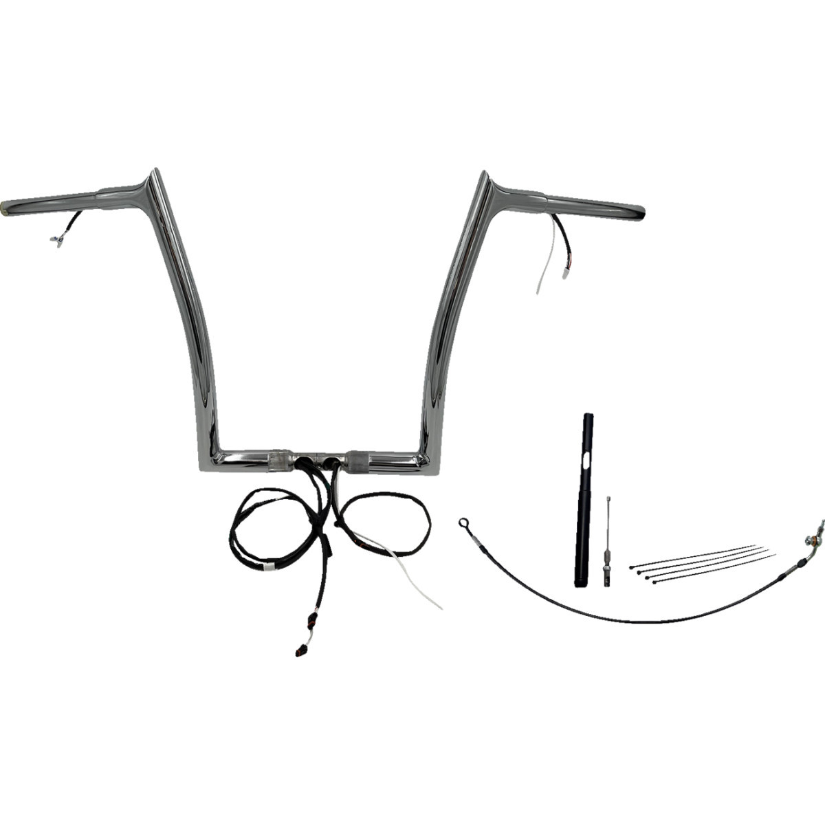FAT Baggers INC. #912914 - EZ Install Wired 1-1/4" Pointed Top Handlebar Kit - 14" - Chrome