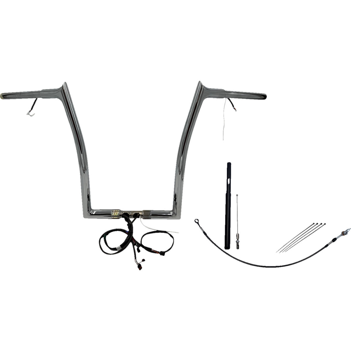 FAT Baggers INC. #912916 - EZ Install Wired 1-1/4" Pointed Top Handlebar Kit - 16" - Chrome