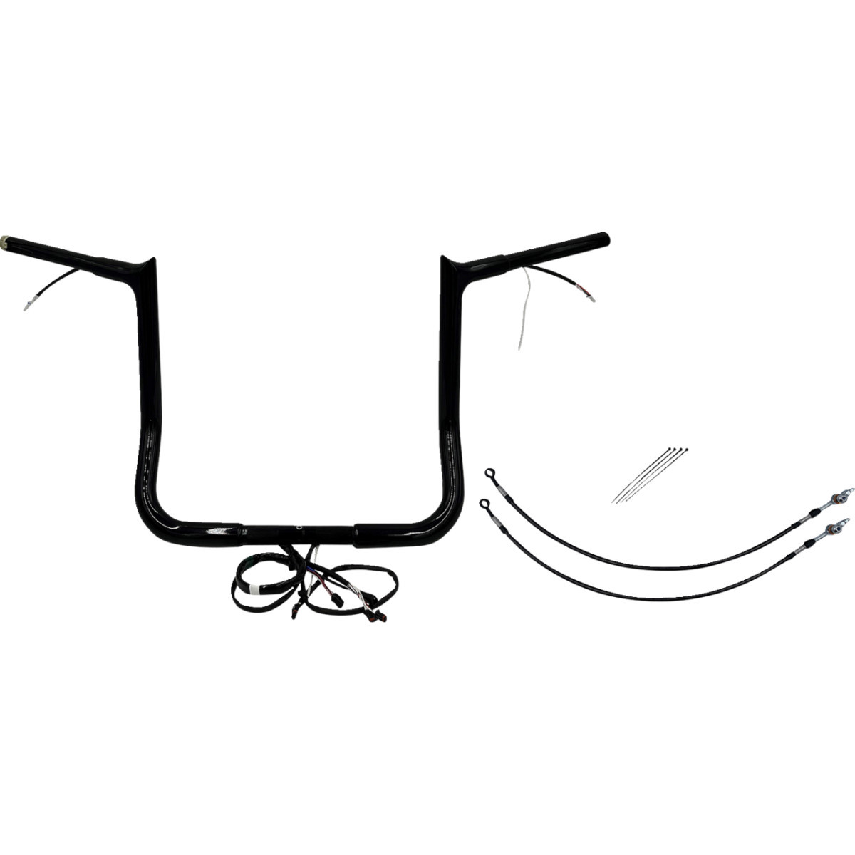 FAT Baggers INC. #901214-B - EZ Install Wired 1-1/4" Pointed Top Handlebar Kit - 14" - Black