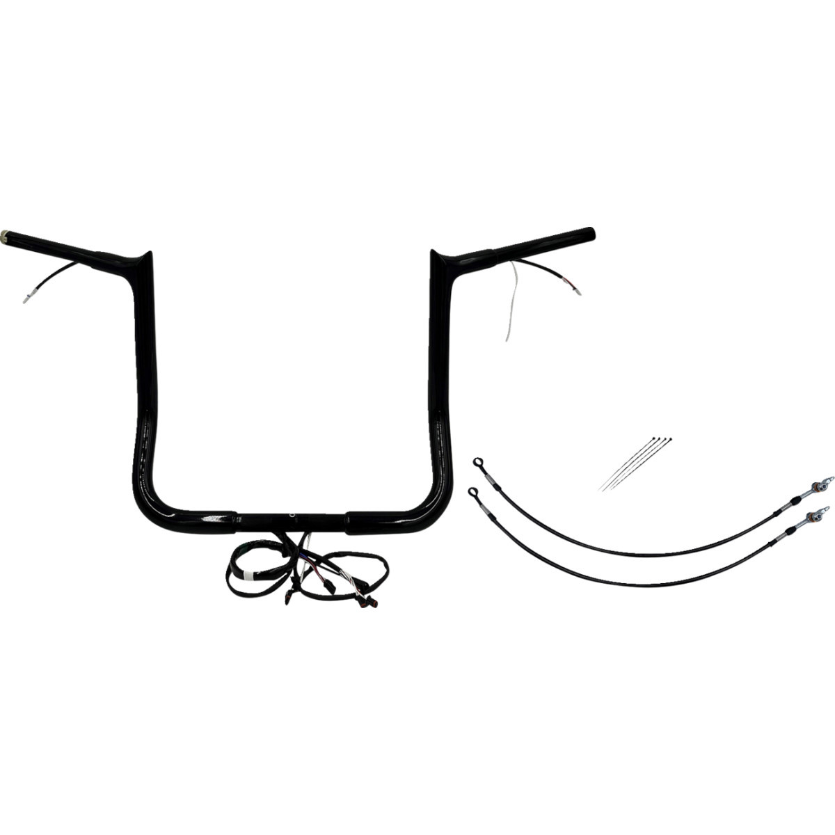 FAT Baggers INC. #902214-B - EZ Install Wired 1-1/4" Pointed Top Handlebar Kit - 14" - Black