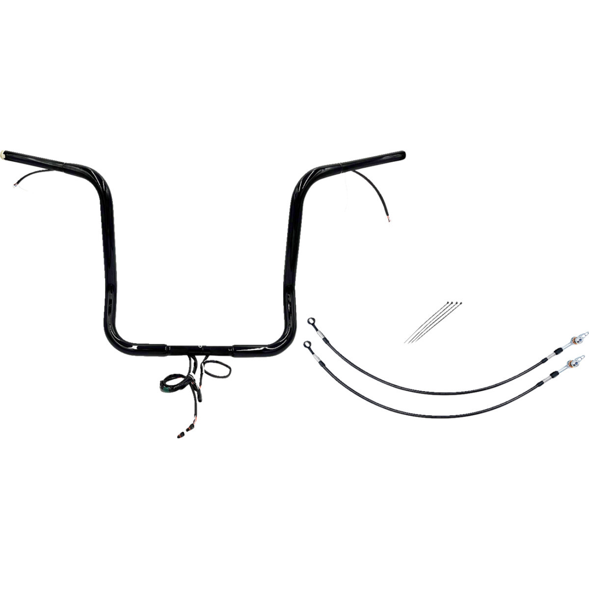 FAT Baggers INC. #902216-B - EZ Install Wired 1-1/4" Pointed Top Handlebar Kit - 16" - Black