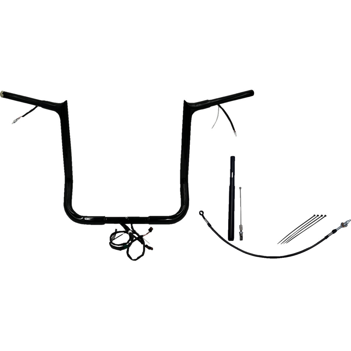 FAT Baggers INC. #912016-B - EZ Install Wired 1-1/4" Pointed Top Handlebar Kit - 16" - Black