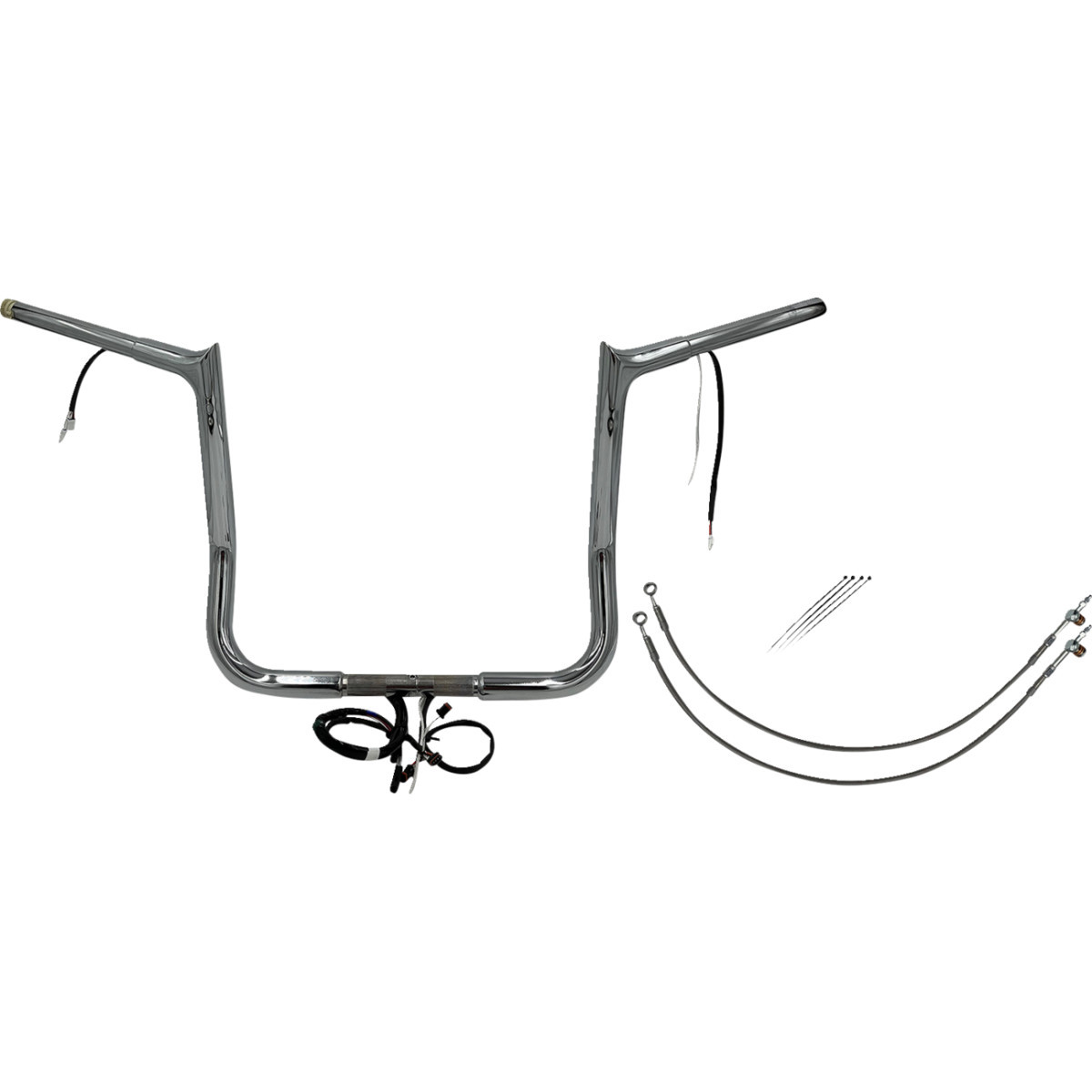 FAT Baggers INC. #902214 - EZ Install Wired 1-1/4" Pointed Top Handlebar Kit - 14" - Chrome