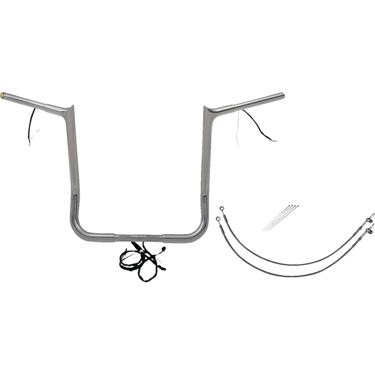 FAT Baggers INC. #902216 - EZ Install Wired 1-1/4" Pointed Top Handlebar Kit - 16" - Chrome
