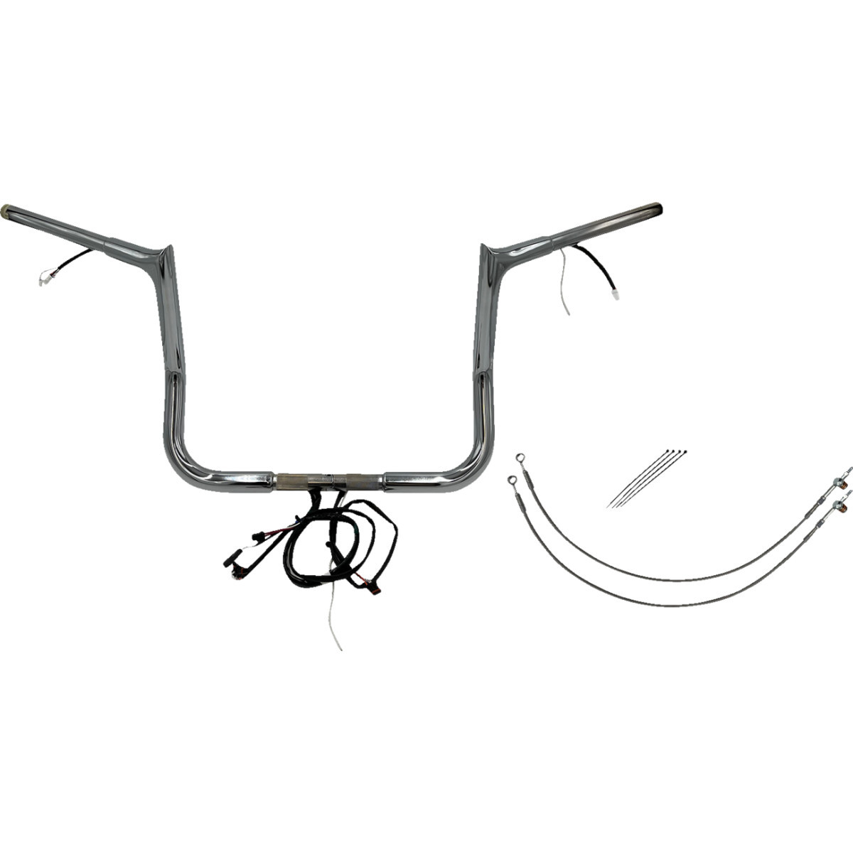 FAT Baggers INC. #902212 - EZ Install Wired 1-1/4" Pointed Top Handlebar Kit - 12" - Chrome