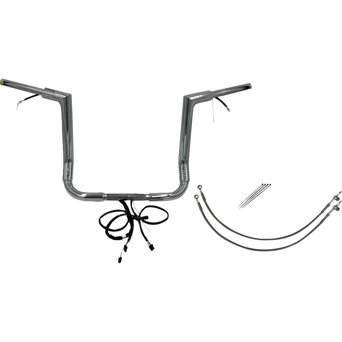 FAT Baggers INC. #601214 - EZ Install Wired 1-1/2" Flat Top Handlebar Kit - 14" - Chrome