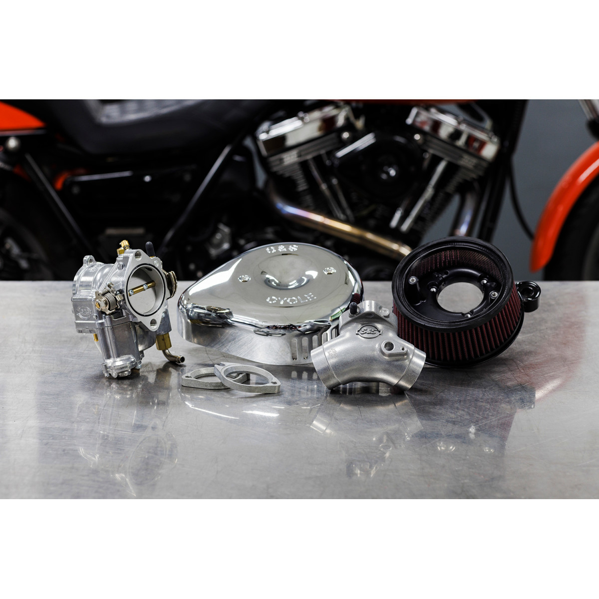 S&S Cycle #110-0152 - Super G Carburetor with Stealth Air Cleaner Kit - Chrome - Twin Cam