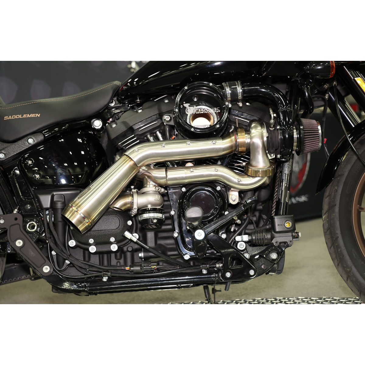 Trask #TM-7600-PO - Tornado Turbo Performance Kit - Polished with Brushed Stainless Steel Exhaust - M8