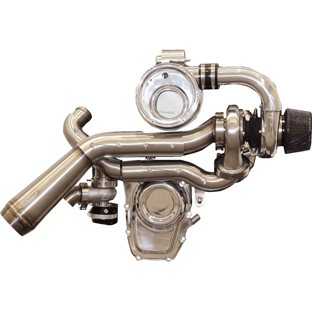 Trask #TM-7600-PO - Tornado Turbo Performance Kit - Polished with Brushed Stainless Steel Exhaust - M8