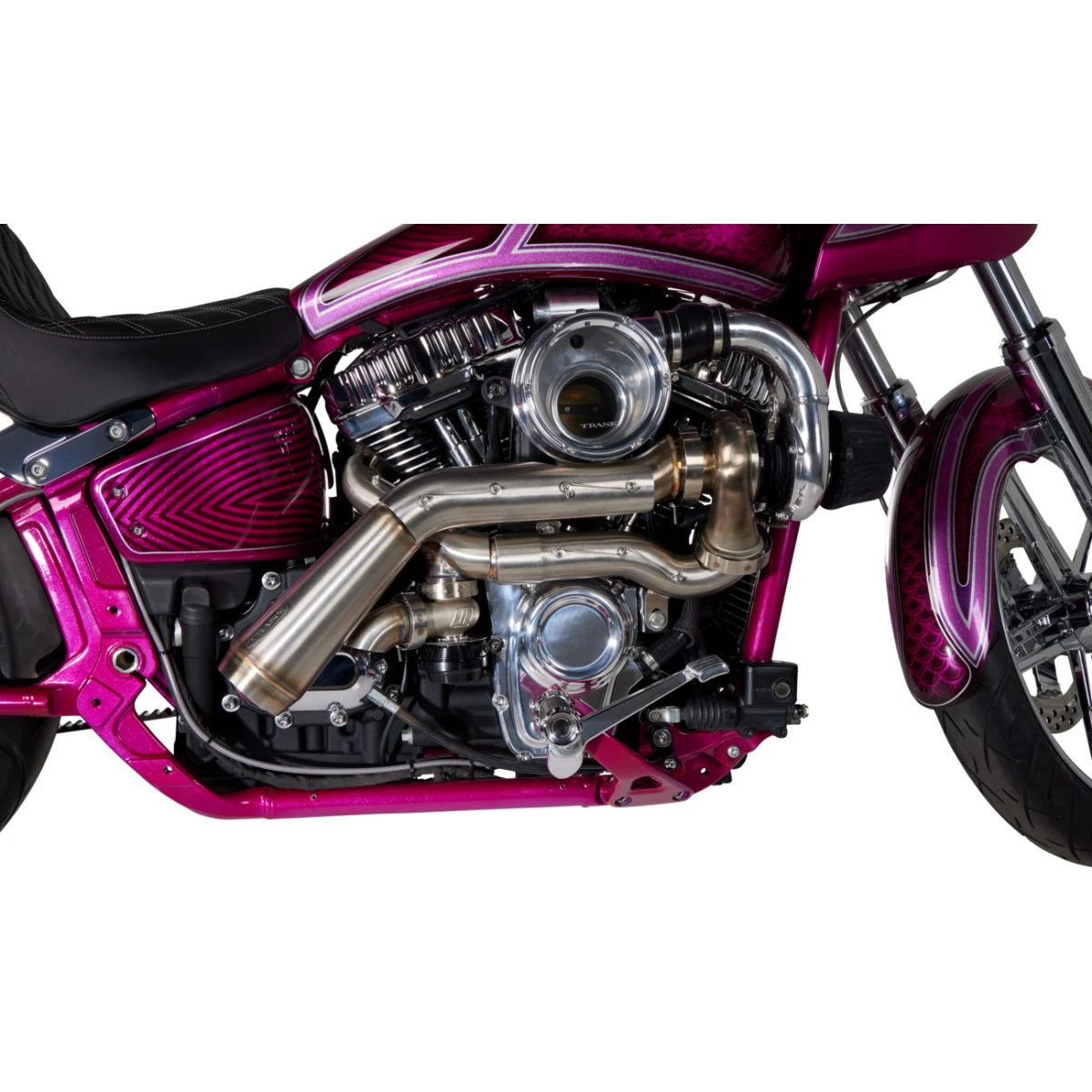 Trask #TM-7600-PO - Tornado Turbo Performance Kit - Polished with Brushed Stainless Steel Exhaust - M8