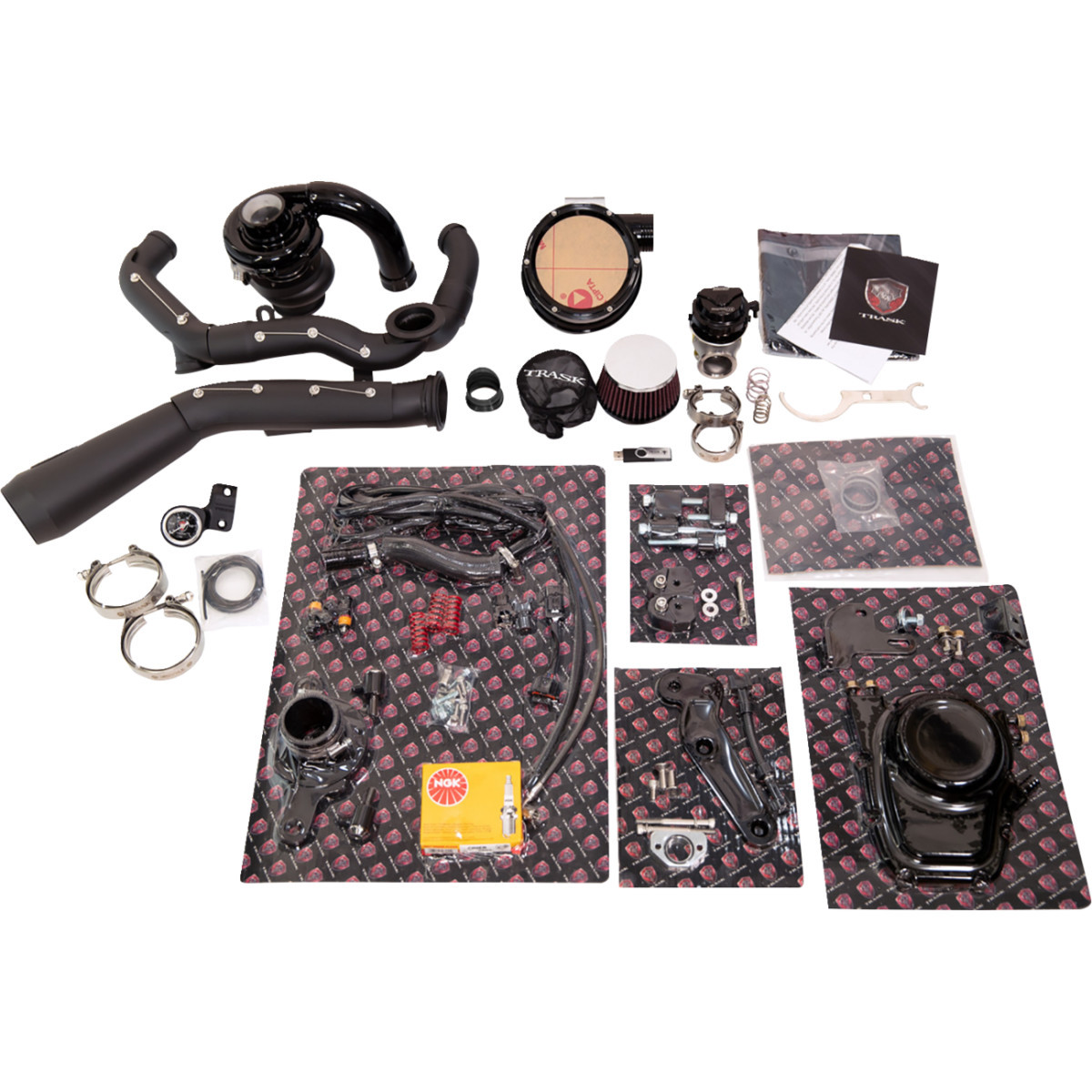 Trask #TM-7600-BK - Tornado Turbo Performance Kit - Black with Black Exhaust - M8