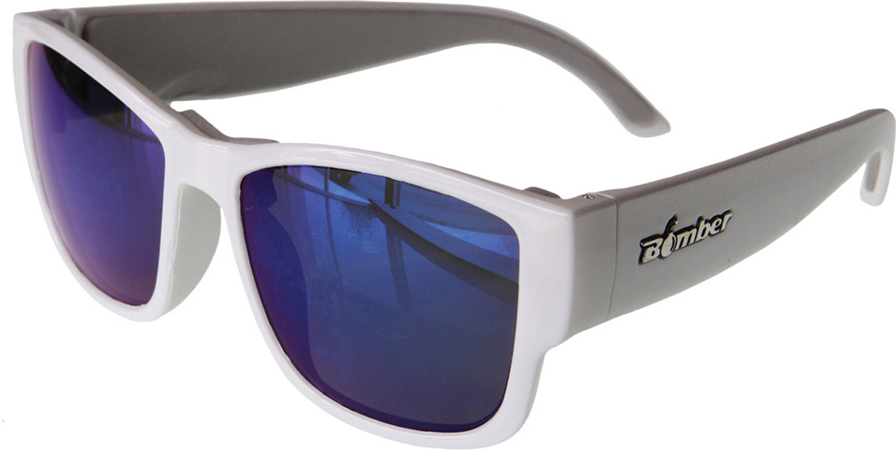 Bomber GM103-BM - Gomer Bomb Floating Eyewear Gloss White W/Blue Mirror Lens