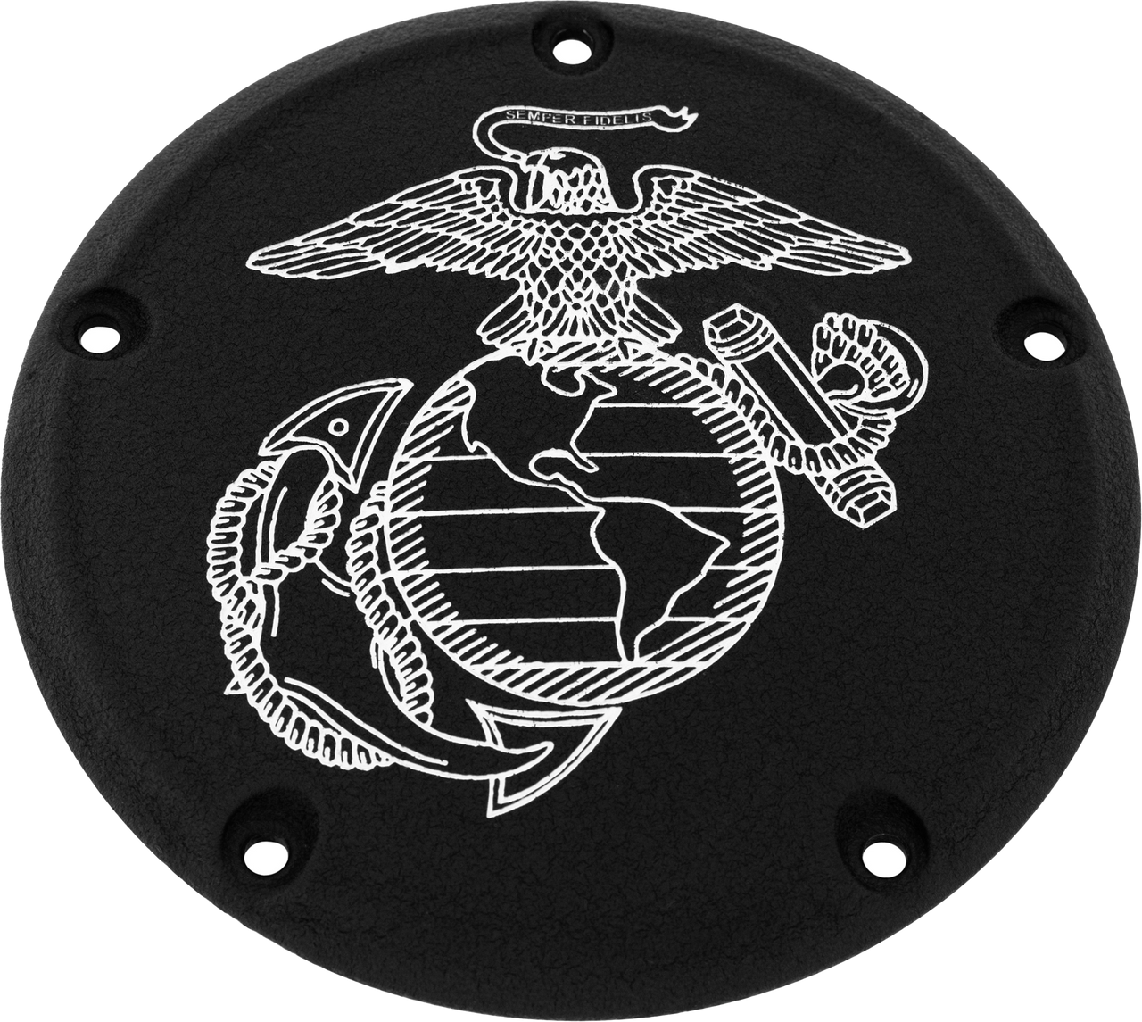 Custom Engraving MAR08-46BG - 7   M8 Flt/Flh Derby Cover Marine Ega Black Custom Engraving MAR08-46BG - 7   M8 Flt/Flh Derby Cover Marine Ega Black