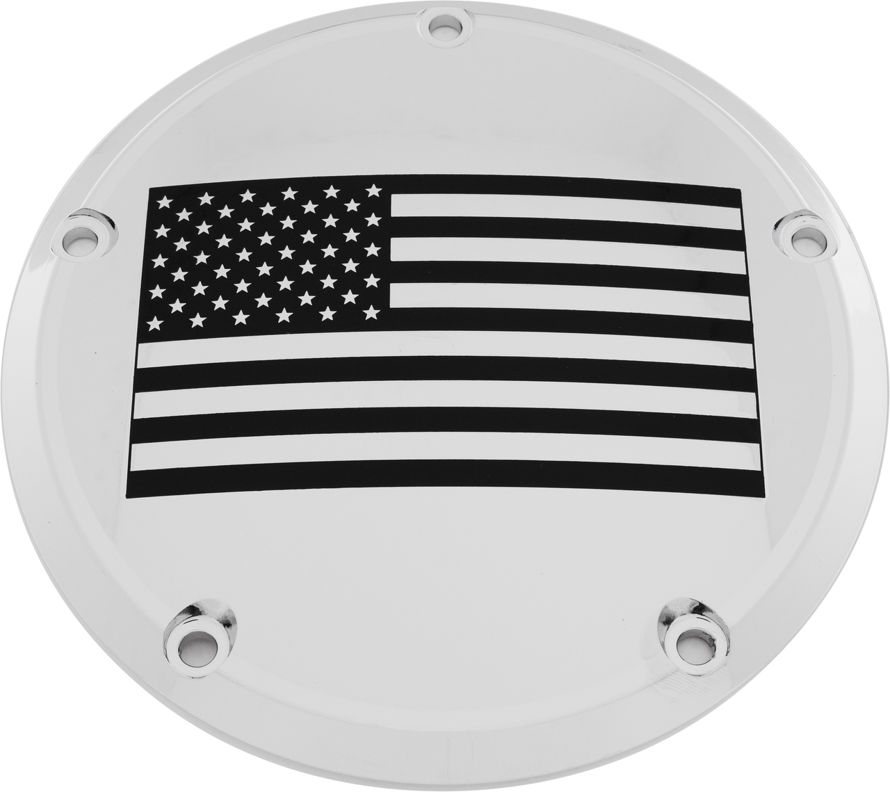 Custom Engraving PATR21-46 - 7   M8 Flt/Flh Derby Cover American Flag Chrome