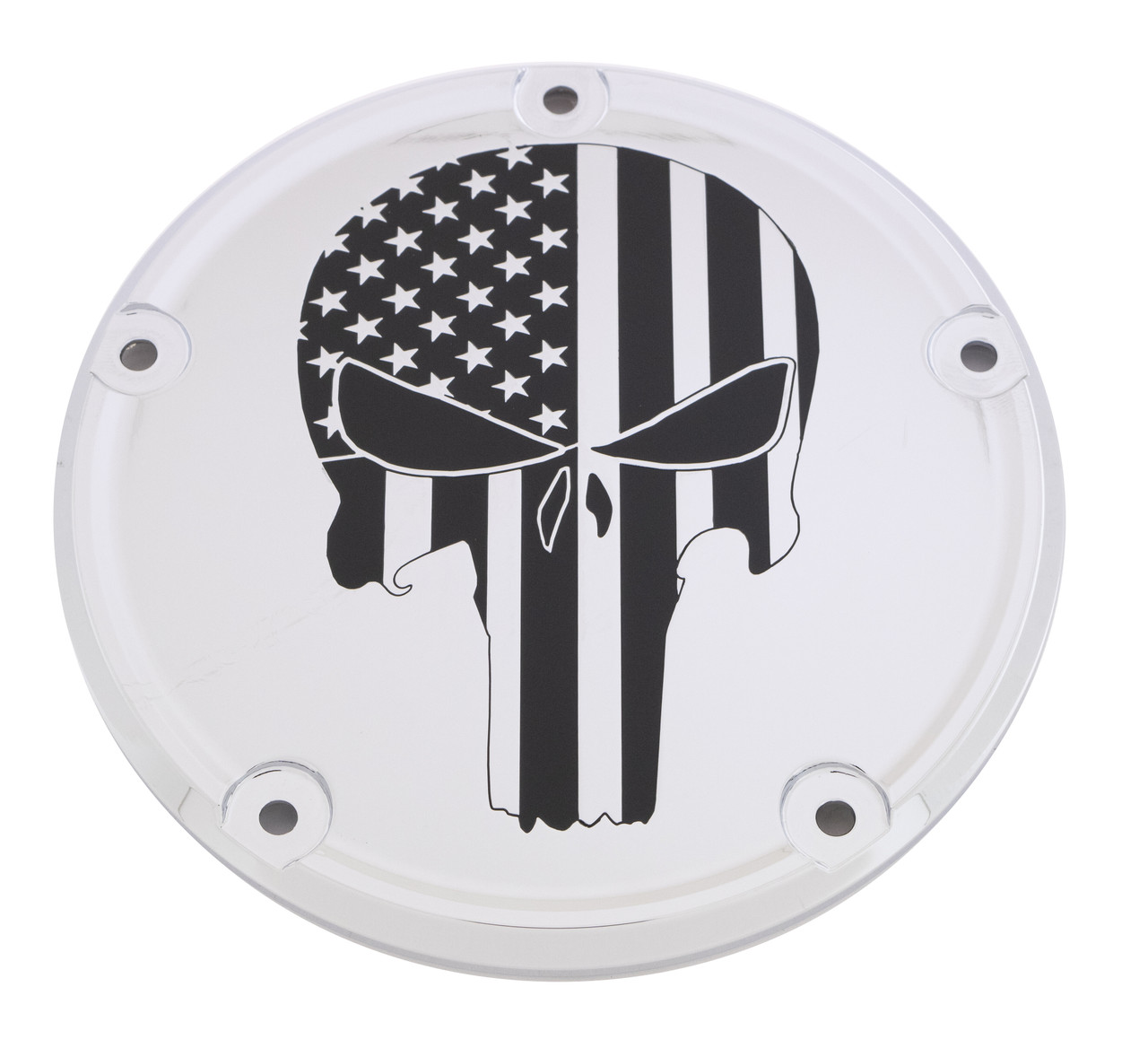 Custom Engraving PATR22-46 - 7   M8 Flt/Flh Derby Cover Punisher Chrome