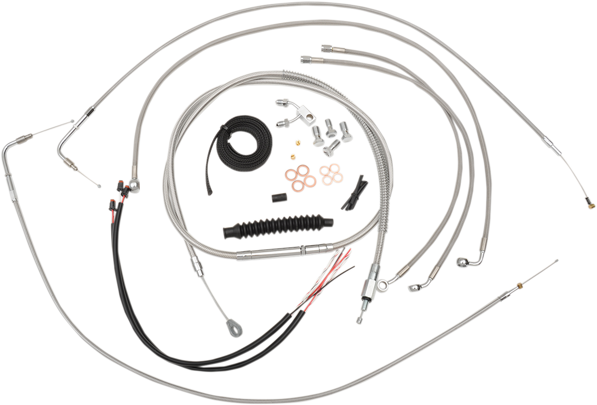 Handlebar Cable/Brake Line Kit - Complete - 15" - 17" Ape Hanger Handlebars - Stainless