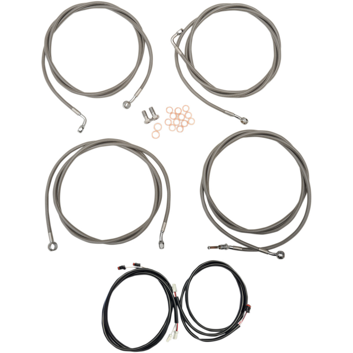 LA Choppers #LA-8054KT3-19 - Complete Plug-and-Play Cable Kit - 18" - 20" Handlebars - '17-'20 Touring - ABS - Stainless