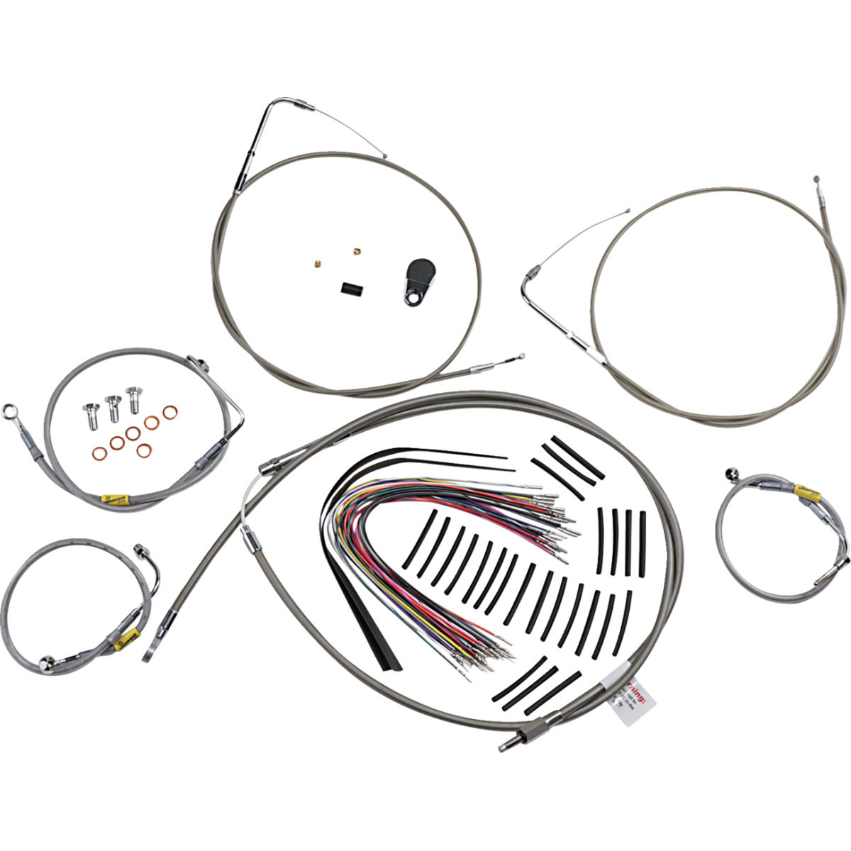 Burly Brand #B30-1293 - Control Kit for Early Touring Bikes with Bagger Bar Handlebars - 15" - Non-Cruise - Stainless