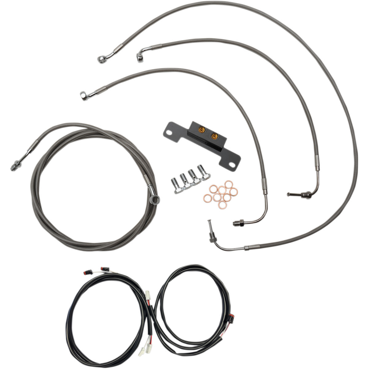 LA Choppers #LA-8055KT3-16 - Complete Plug-and-Play Cable Kit - 15" - 17" Handlebars - '17-'19 Touring - Stainless